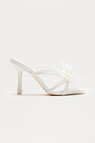 Orelia Flower Faux Leather Mules