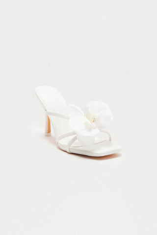 Orelia Flower Faux Leather Mules