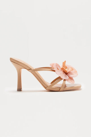 Orelia Flower Faux Leather Mules