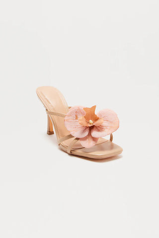 Orelia Flower Faux Leather Mules