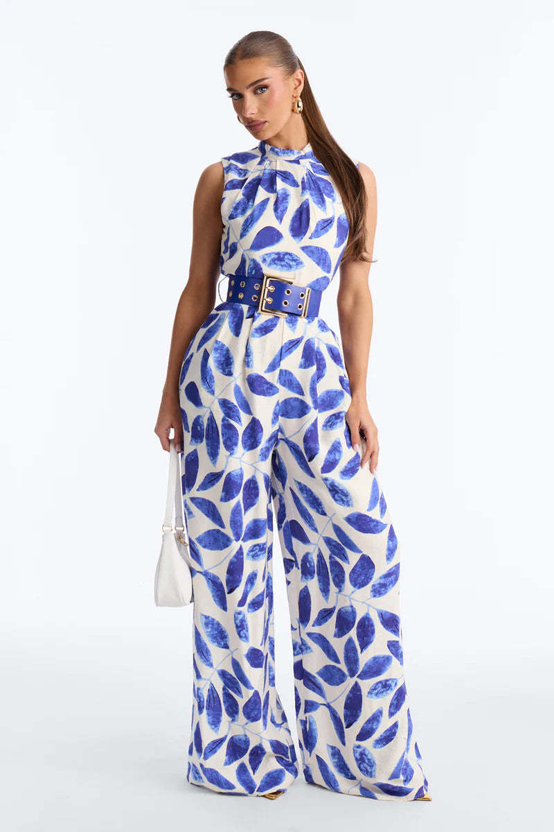 Meena Belted High Neck Jumpsuit