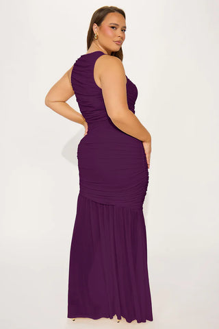 Kendall Ruched Maxi Dress - Plum