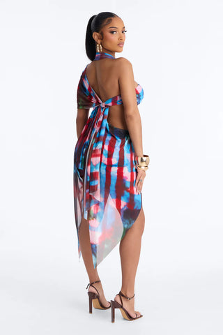 Electric Haze Mesh Long Draped Top