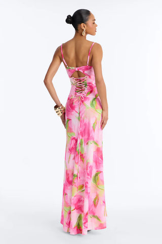 Garden Party Corset Maxi Dress - Pink/combo