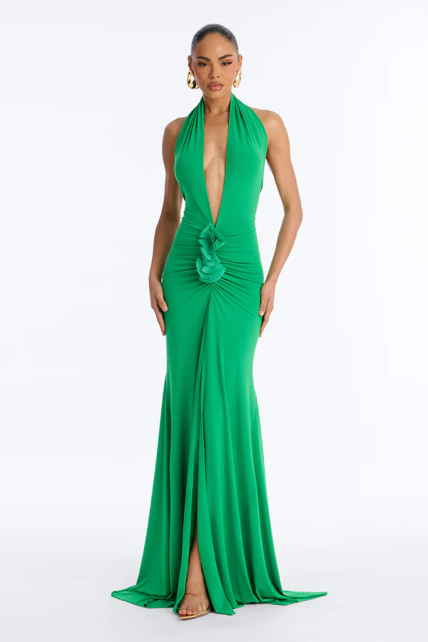 Shayna Halter Backless Maxi Dress - Kelly Green