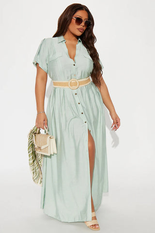 Laurel Linen Maxi Shirt Dress