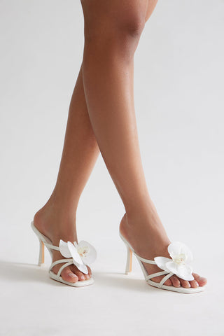 Orelia Flower Faux Leather Mules