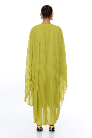 Aviana Pleated Maxi Dress - Chartreuse