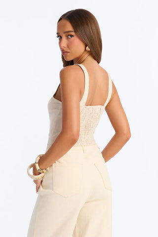 Tan Lines Smocked Linen Top
