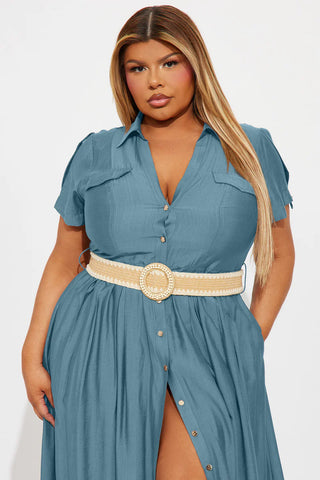 Laurel Linen Maxi Shirt Dress