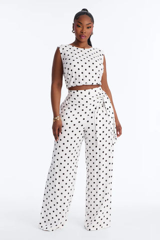 Gemma Polka Dot Wide Leg Pant Set