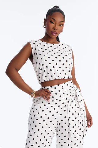 Gemma Polka Dot Wide Leg Pant Set