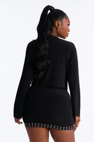 Imelda 3 Piece Mini Skirt Set - Black