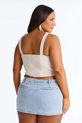 Tan Lines Smocked Linen Top