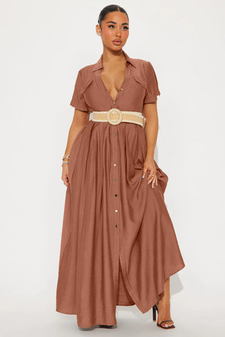 Laurel Linen Maxi Shirt Dress
