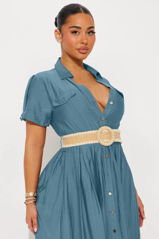 Laurel Linen Maxi Shirt Dress