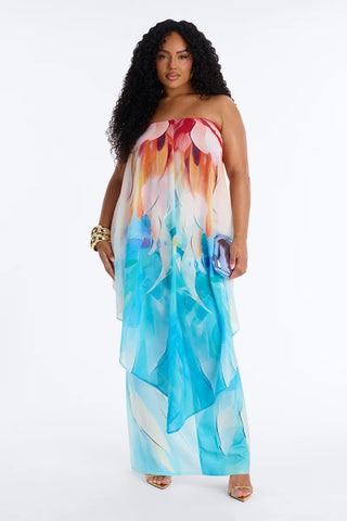 Out In Paradise Strapless Maxi Dress