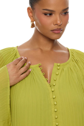 Aviana Pleated Maxi Dress - Chartreuse