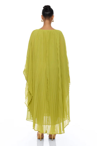 Aviana Pleated Maxi Dress - Chartreuse