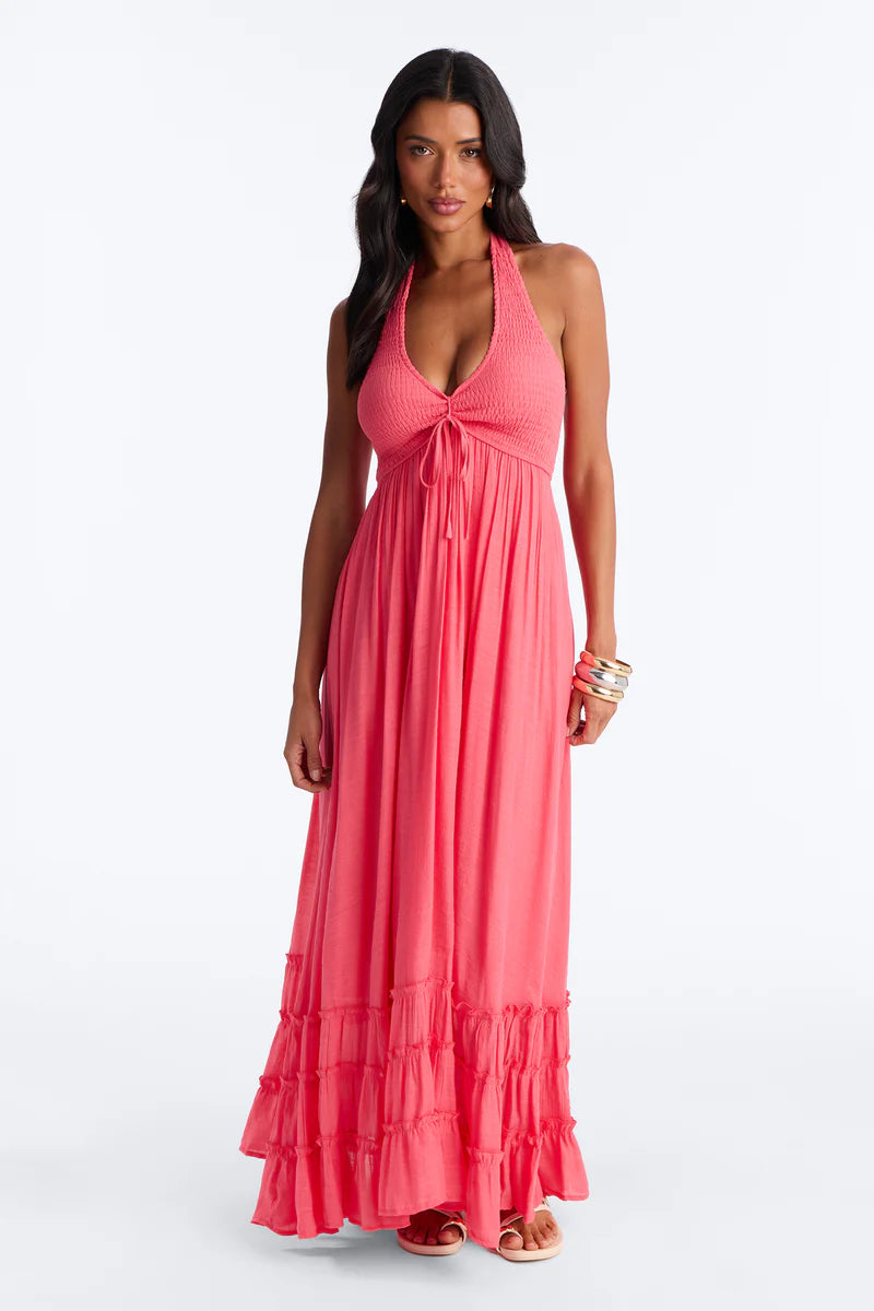 Freya Smocked Linen Maxi Dress