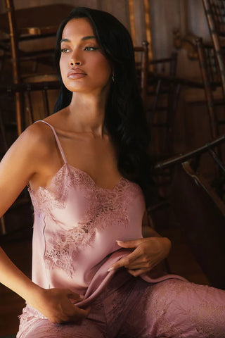 Yasmin Satin Lace Pant Set