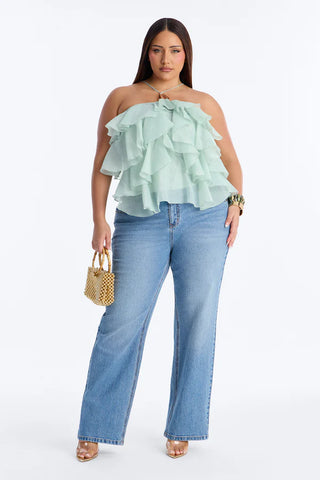 Ruffle Cutie Hardware Organza Halter Top
