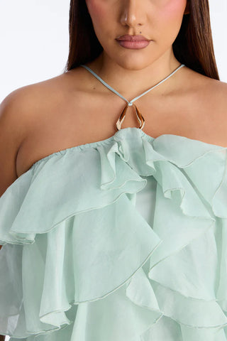 Ruffle Cutie Hardware Organza Halter Top