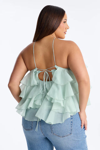 Ruffle Cutie Hardware Organza Halter Top