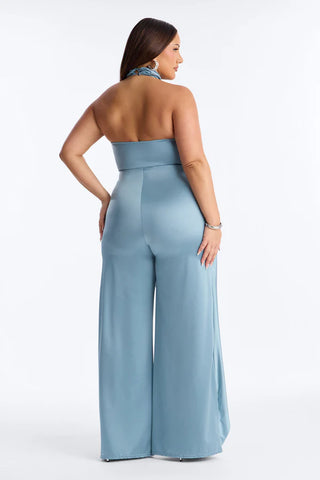 Chic Motives Draped Wide Leg Jumpsuit