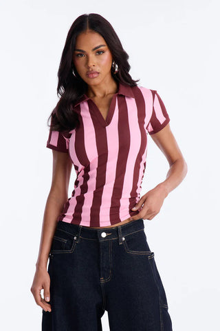 First Pick Striped Short Sleeve Top