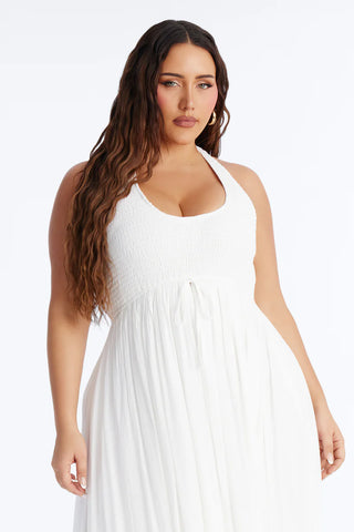 Freya Smocked Linen Maxi Dress