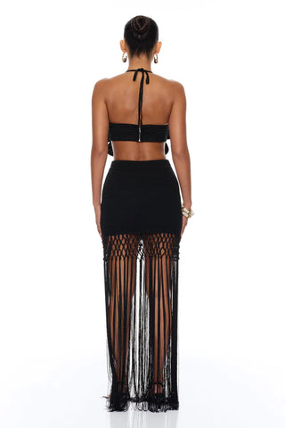 Ocean Breeze Fringe Crochet Skirt Set
