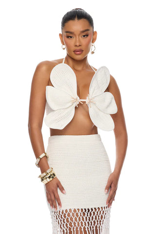 Ocean Breeze Fringe Crochet Skirt Set