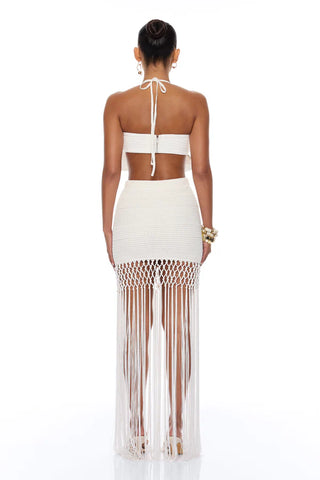 Ocean Breeze Fringe Crochet Skirt Set