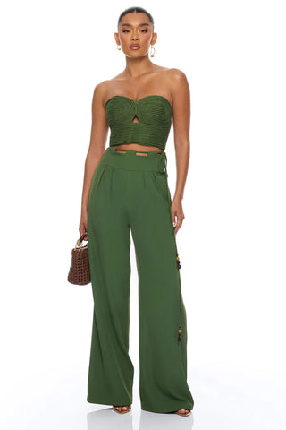 Cancun Nights Braided Strapless Jumpsuit - Olive
