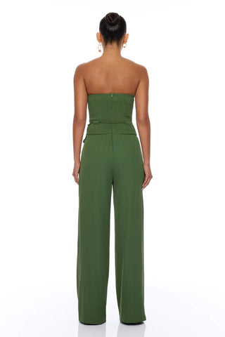 Cancun Nights Braided Strapless Jumpsuit - Olive