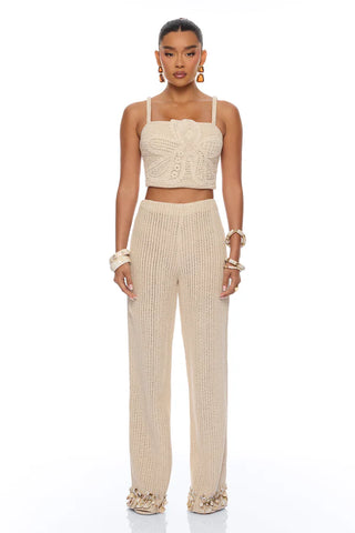 Coastal Vibe Shell Crochet Pant Set