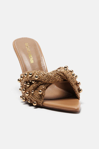 Vibes On Vacation Heeled Mules - Beige