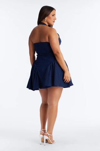 Emery Sleeveless Pinstripe Mini Dress - Navy