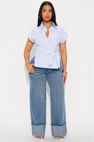 Here For The Vibes Striped Poplin Shirt