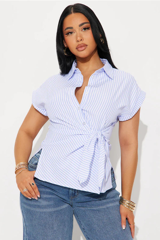 Here For The Vibes Striped Poplin Shirt