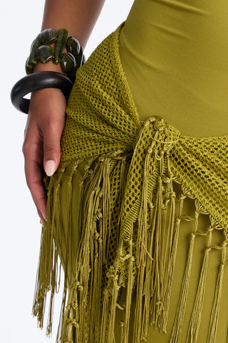 Santorini 2 Piece Fringe Scarf Maxi Dress