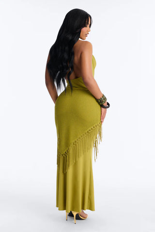 Santorini 2 Piece Fringe Scarf Maxi Dress