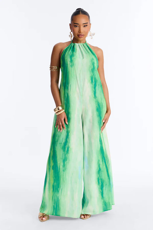 Sunset Hour Halter Wide Leg Jumpsuit