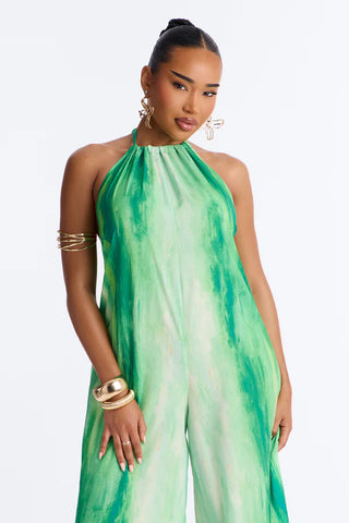 Sunset Hour Halter Wide Leg Jumpsuit
