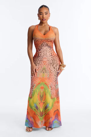 Beach Club Strappy Mesh Maxi Dress