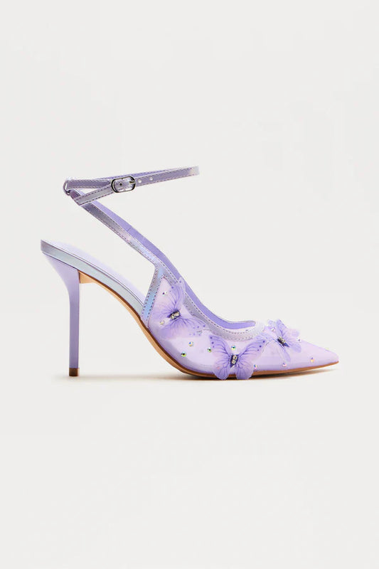 Aries Rhinestone Butterfly Pumps - Lavender