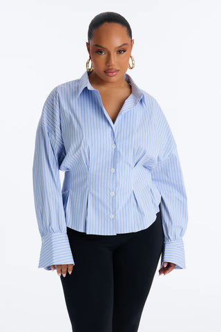 Living Proof Pleated Stripe Poplin Shirt