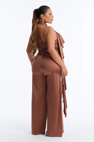 Chic Motives Draped Wide Leg Jumpsuit