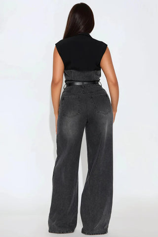 Double Identity Denim Jumpsuit - Black Wash